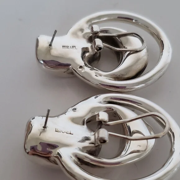 E&L Israel Sterling Silver Electroform Drop Earrings - Picture 5 of 7